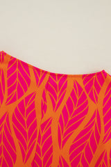 Rose Leafy Lantern Sleeve Plus Size Blouse