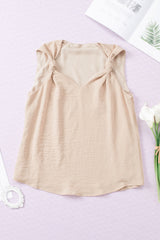 Knotted Shoulder V-Neck Sleeveless Blouse
