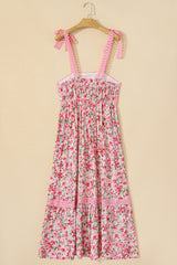 Floral Lace Tied Strap Empire Waist Maxi Dress