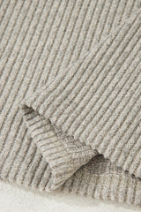 Ribbed Drop-Shoulder Henley Knit Top