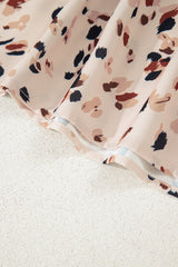 Beige Printed High Waist V-Neck Plus Size Mini Dress