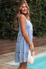 Stripe U Neck Sleeveless Loose Fit Mini Dress