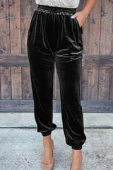 Black Velvet Jogger Pants