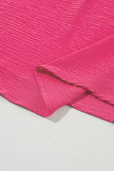 Bright Pink Short Sleeve Plus Size Blouse