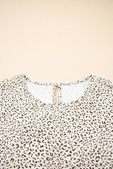 Beige Leopard Print Flared Plus Size Midi Dress
