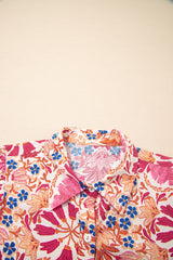Red Fall Floral Print Collared Long Sleeve Mini Dress