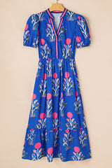 Floral Square Neck Ruffled Strap Maxi Dress