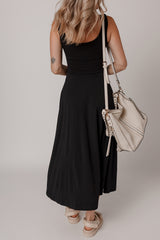 Sleeveless Scoop Neck Flared Split Maxi Dress