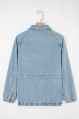 Myosotis Stretch-Edge Zip Denim Pocket Jacket