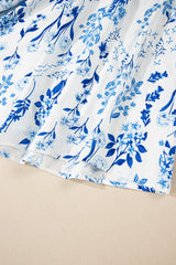 Sky Blue Floral Sweetheart Neck Midi Plus Size Dress
