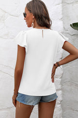 Pleated Texture Short Sleeve Blouse