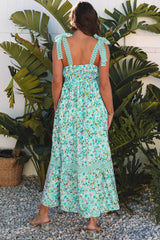 Floral Lace Tied Strap Empire Waist Maxi Dress