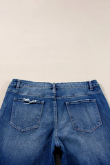 Dirty Blue Mid-Rise Waist Side Slits Flare Plus Size Jeans