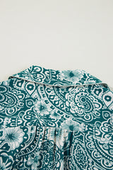 Green Floral Flounce Sleeve Split Neck Mini Plus Size Dress