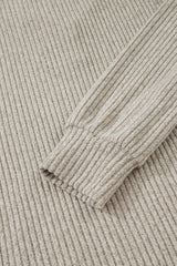 Ribbed Drop-Shoulder Henley Knit Top