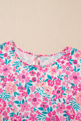 White Plus Size Floral Print Frilled Flare Mini Dress