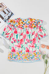 Pink Floral V-Neck Blouse