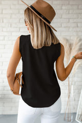 Knotted Shoulder V-Neck Sleeveless Blouse