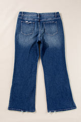 Dirty Blue Mid-Rise Waist Side Slits Flare Plus Size Jeans