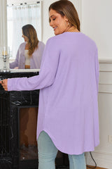 Orchid Petal Waffle Knit Plus Size Cardigan