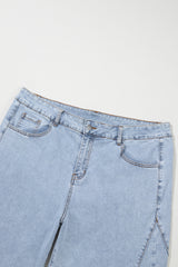 Beau Blue Paneling Wide Leg Plus Size Jeans