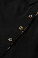 Black Leopard Ruffle Collar Blouse