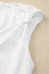 Knotted Shoulder V-Neck Sleeveless Blouse