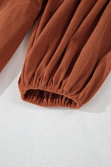 Corduroy Snap Buttons Empire Waist Bracelet Sleeve Mini Dress