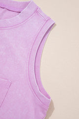 Phalaenopsis Mineral Wash Patched Chest Pocket Top