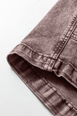 Vintage Washed Brown Denim V-Neck Pinafore Mini Dress