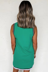 Contrast Trim V Neck Shift Sleeveless Mini Dress