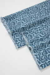 Leopard Frayed Hem Wide-Leg Jeans