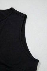 Solid Colour Bow-Tie Peplum Sleeveless Plus Size Top