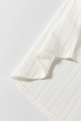 White Textured Colorblock V Neck Blouse