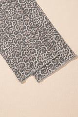 Leopard Frayed Hem Wide-Leg Jeans