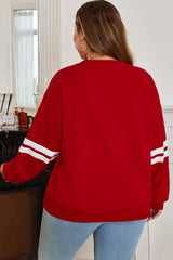Striped Detail Crew Neck Plus Size Sweatshirt