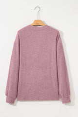 Ribbed Drop-Shoulder Henley Knit Top