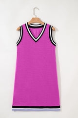 Contrast Trim V Neck Shift Sleeveless Mini Dress