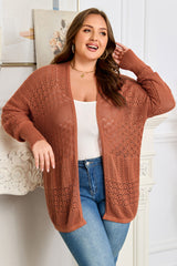 Redwood Burl Mixed Pattern Knitted Plus Size Cardigan