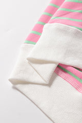 Sachet Pink Striped Crew Neck Cap Sleeve T Shirt