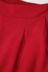 Pleated Pull On High Elastic Waist Loose Straight Pants
