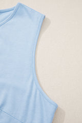 Solid Colour Bow-Tie Peplum Sleeveless Plus Size Top