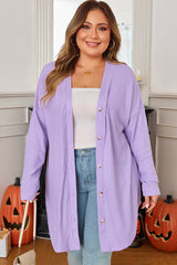 Orchid Petal Waffle Knit Plus Size Cardigan