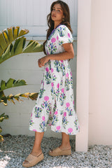 Floral Square Neck Ruffled Strap Maxi Dress