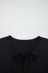 Solid Colour Bow-Tie Peplum Sleeveless Plus Size Top