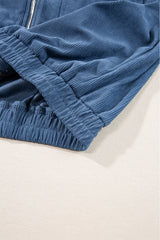 Teal Corduroy Pocket Zip-up Hoody Jacket