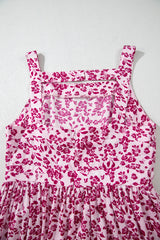 Pink Floral Cutout Back High Waist Sleeveless Maxi Dress
