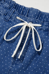 Sky Blue Polka Dot Wide Leg Plus Size Jeans