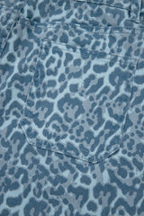 Leopard Frayed Hem Wide-Leg Jeans