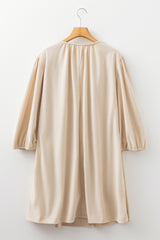 Parchment Notched-Neck Scallop Detail Mini Plus Size Dress